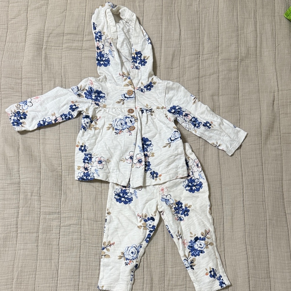 Carter's Blue and White Floral Baby Outfit
